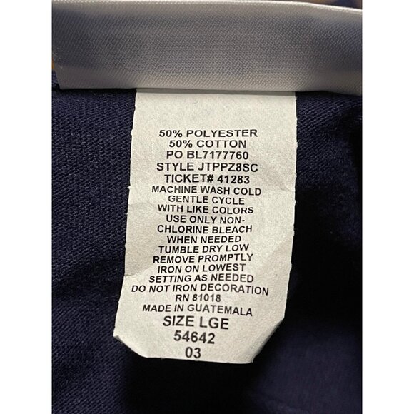 BLAIR.Women short sleeve pullover with embroidered flower‎ navy size LG - Picture 10 of 11